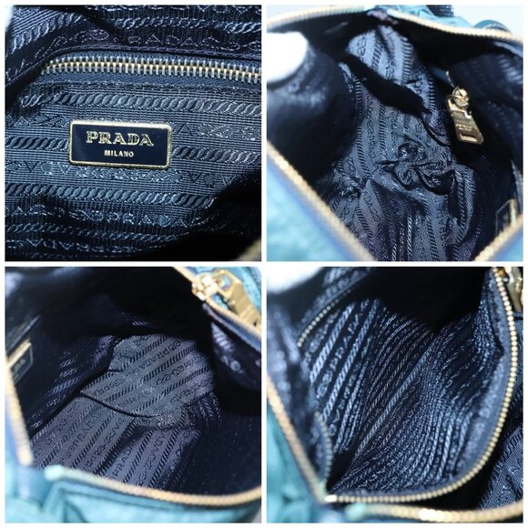 PRADA Shoulder Bag Nylon Green Gold Auth 131481 - Picture 15 of 16